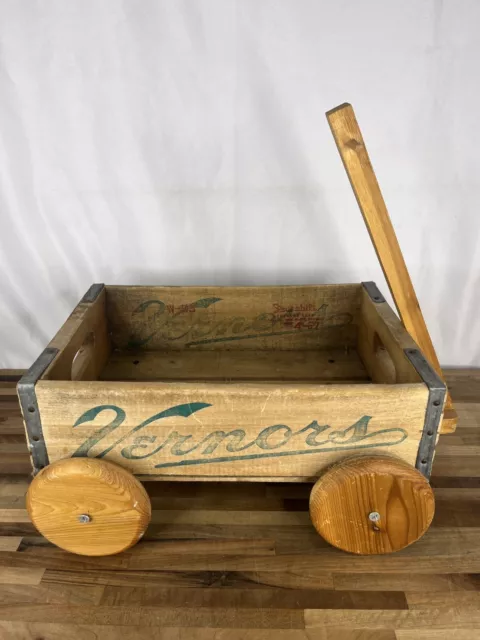 Vintage 1967 Vernors Ginger Ale Wood Crate Wagon