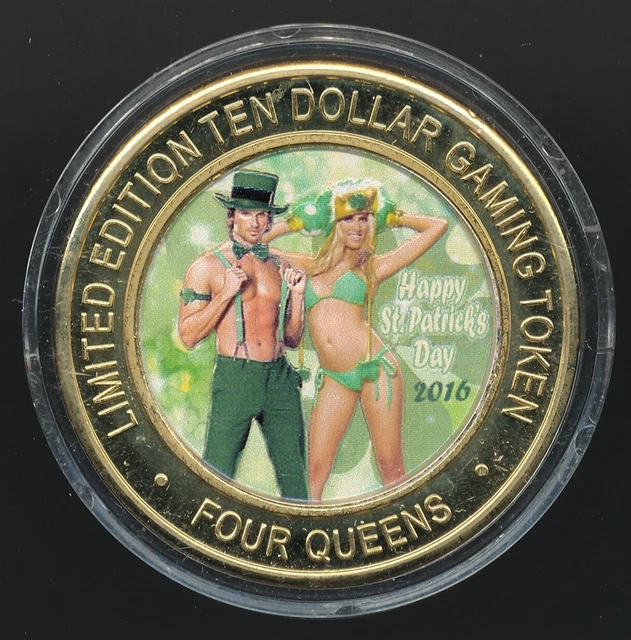 2016 Four Queens Limited Edition Silver $10 Gaming Token *St. Patrick's Day!*