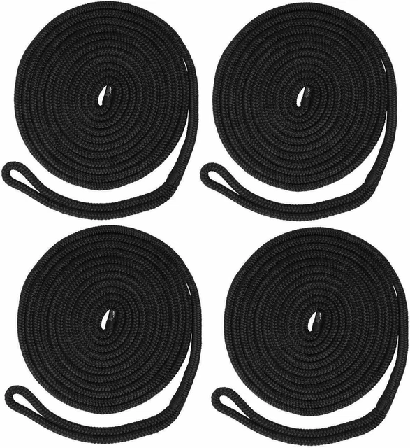 NovelBee 4 Pcs 1/2 Inch x 25 Ft Double Braid Nylon Dock Line Mooring Rope Yacht.