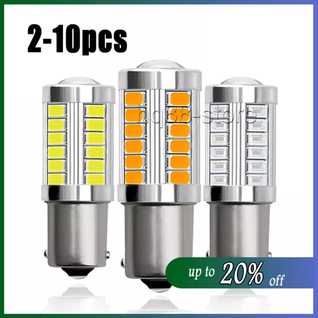 2-10x P21/5W 380 BAY15D 1157 LED Car Reverse Brake Tail Stop Light Bulbs 33-Leds