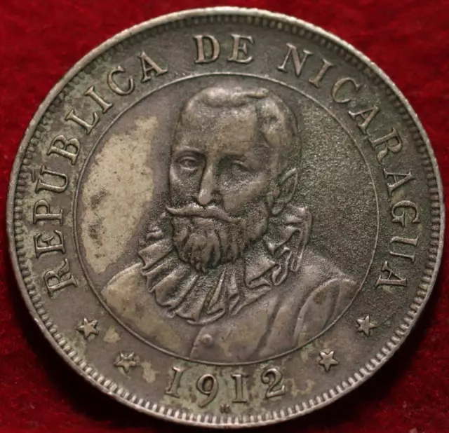 1912 Nicaragua 50 Centavos Silver Foreign Coin
