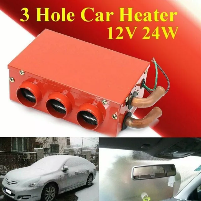 12V Universal Car Heater Fan Defroster Vehicle Warmer Heating 3 Ports 50W Red AU 3