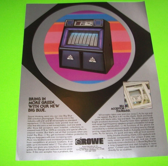 Big Blue Jukebox FLYER Original Rowe Phonograph Music Promo Art Sales Sheet