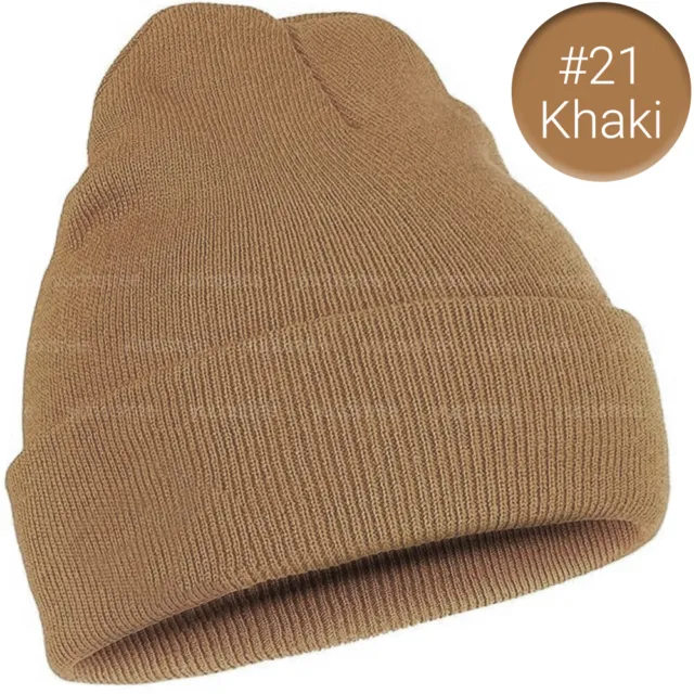 Beanie Hat Cap Plain Knit Ski Skully Cuff Winter Warm Slouchy Men Women Solid CF