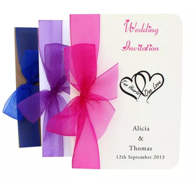 Wedding Invitations, Personalised, Day/Evening, Sidefold + ribbon (SAMPLE)