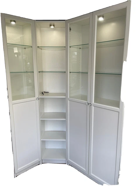 IKEA BILLY/OXBERG BOOKCASE Glass Doors Navy Blue Bookshelf Display Case ...