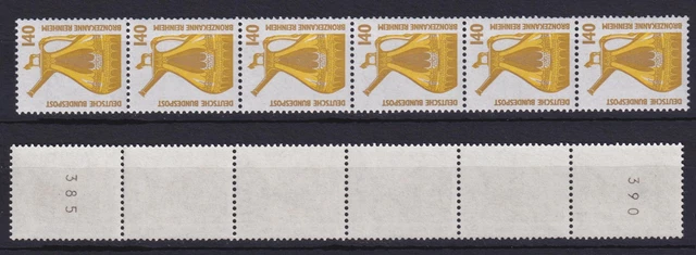 Bund 1401 RM 6er Streifen mit ungerader + gerader Nummer SWK 140 Pf postfrisch