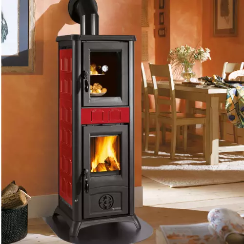 La Nordica Extraflame stufa a legna Gemma forno maiolica bordeaux 7,2 kw 206 m³