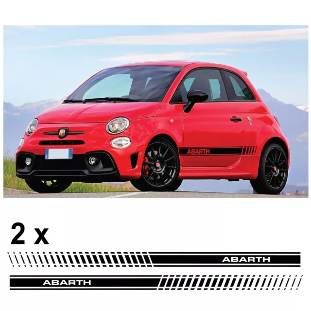 2 Bandes Bas de caisse compatible FIAT 500 ABARTH Autocollants OU KIT RACING