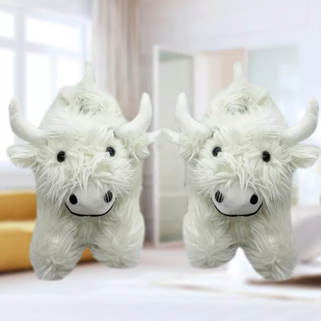 fr Highland Cow Slippers Fluffy Scottish Cow Slippers Closed Toe Cute for Men Wo