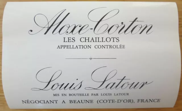 Etiquettes Vin FRANCE Louis Latour Aloxe Corton Les Chaillots   Wine label