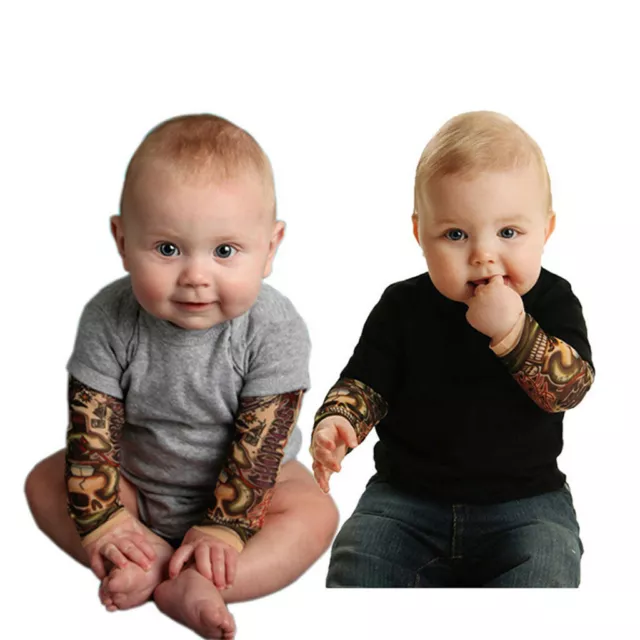 3-24M Newborn Baby Boy Kids Tattoo Print Long Sleeve Romper Jumpsuit Tops Blouse