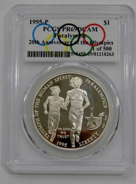 1995 P Paralympic Proof Commemorative Silver Dollar PCGS PR 69DC 1 of 500 RARE !