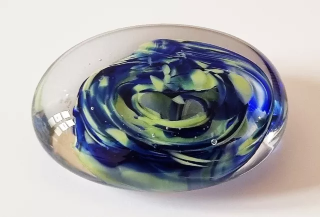 Schöner, bunter Briefbeschwerer / Paperweight aus Murano Glas - flach - um 1960