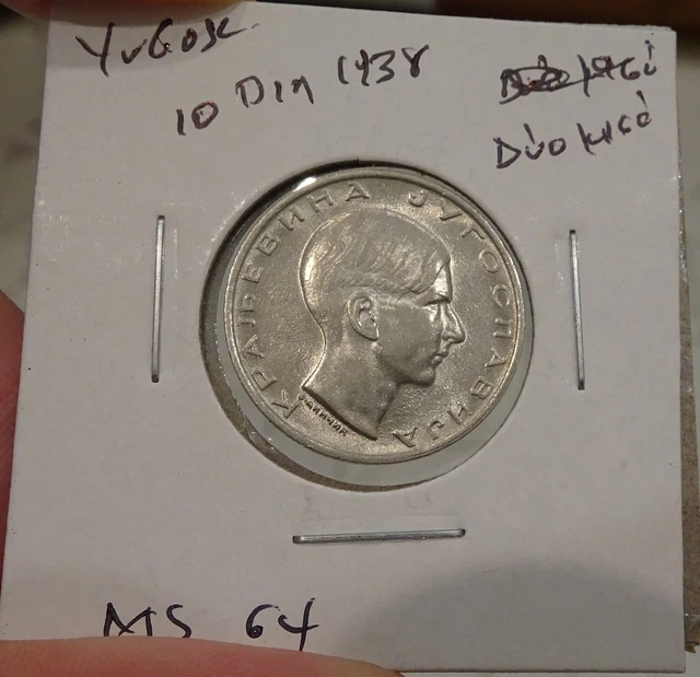 Yugoslavia 10 Dinara 1938 Strong Luster Choice BU
