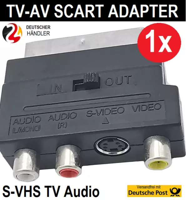 Scart Adapter S-VHS TV AV Adapter 3 RCA Chinch Audio Video PS1/2/3 Xbox360