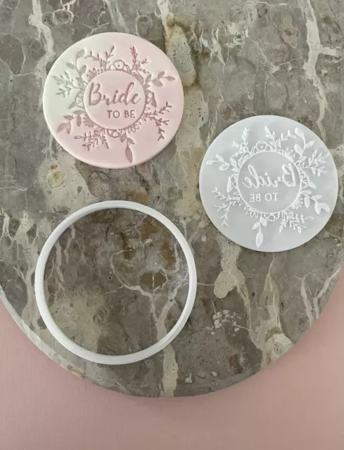 Bride to Be Bridal Shower Cookie Cutter Stamp Fondant Embosser Set