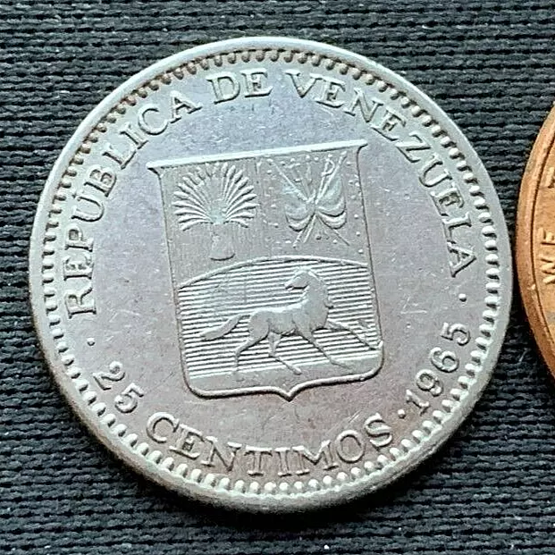 1965 Venezuela 25 Centimos Coin AU UNC       #K2229