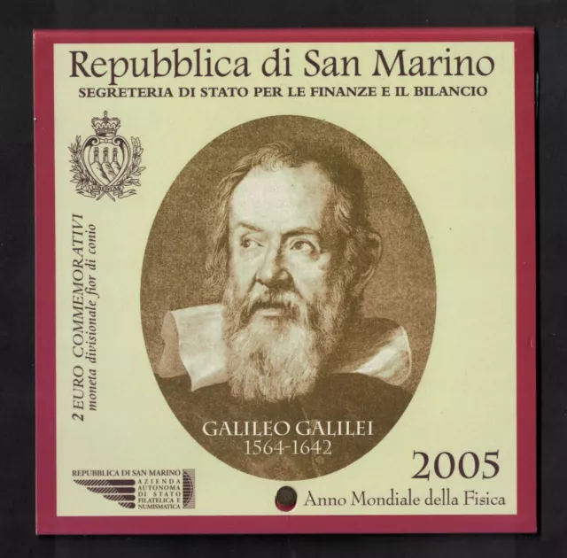 San Marino 2 Euro Gedenkmünze 2005 Galileo Galilei Ovp Im Blister