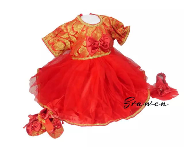 Pasni dress for baby girl /Nepali Weaning ceremony outfit/Rice feeding set-RED