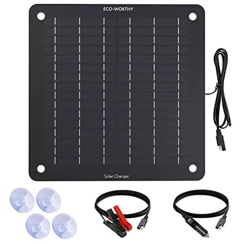 Solar Car Battery & Trickle Charger 5W Solar Panel Power 12V Batteries