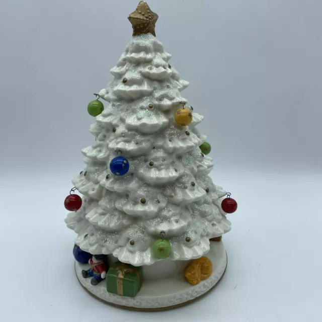 VINTAGE AVON FIBER Optic Porcelain Ceramic Lighted Christmas Tree Music