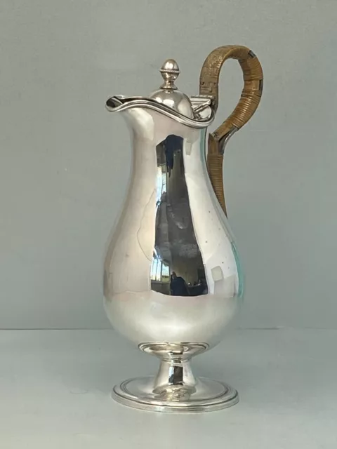 Antique Silver Plated Water Jug with Wicker Handle