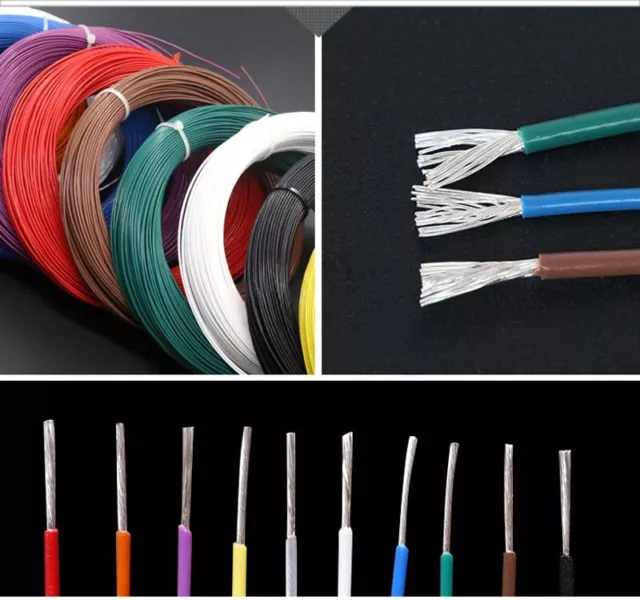 0.05-1.5mm² PTFE Silver-plated Copper Cable Stranded Wire Hook-up 200°C Coloured