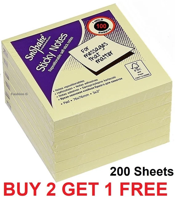 Post-it Neon Sticky Notes, 76x76mm Bright Memo Pads, 200 To 7000 Sheets, Assorted Colors