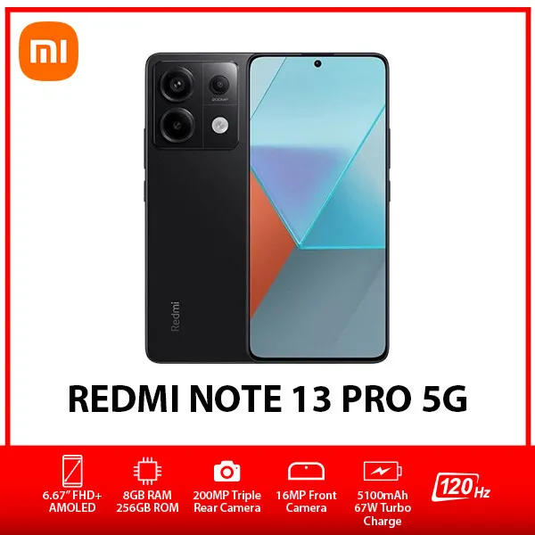 Xiaomi - Redmi Note 13 Pro 16,9 cm (6.67) SIM doble 5G USB Tipo C 8 GB 256  GB 5100 mAh Negro