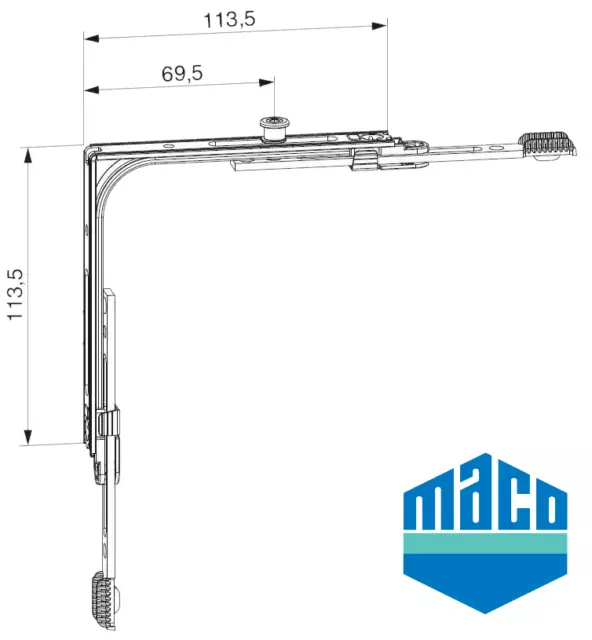 MACO Multi Matic Eckumlenkung | 1 i.S. Sicherheitszapfen Pilzkopf Fenster 222201