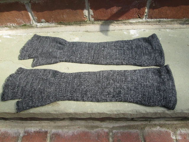 Reenactor 18Th C Colonial Rev War Fingerless Wool Arm Elbow Mitts Warmers Grey