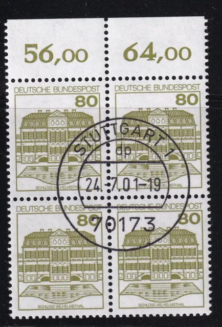Briefmarken BRD Mi 1140A, Viererblock aus Bogen mit Oberrand