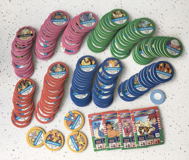 1999 POKÉMON MASTER Trainer Game 'Pogs' Tokens/Discs LOT x 139 Pieces ...