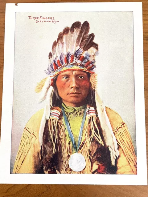 Chief Three Fingers-Cheyennes-Art Print-F.A. Rinehart, Omaha. Neb. 1906 7x9 inch