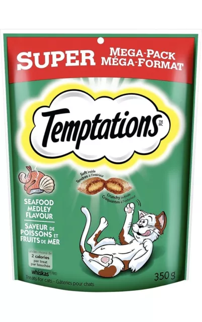 TEMPTATIONS Adult Cat Treats, Seafood Medley Flavour, 350g