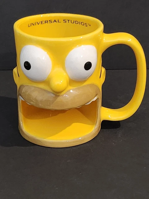 Homer Simpson collectible coffee mug from Universal Studios donut mouth yellow