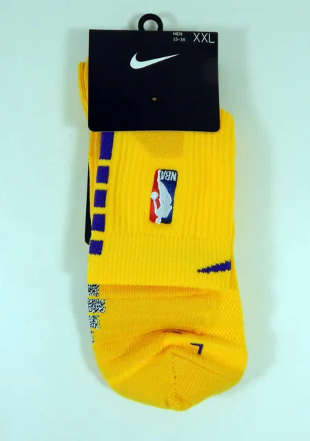 Nike NBA ELITE Authentics Ankle Basketball Socks Lakers KOBE Yellow Purple XL