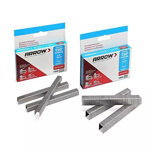 ARROW T50 Stainless Steel Staples Pack Set #508SS1 1/2'' 12mm and #506SS1...