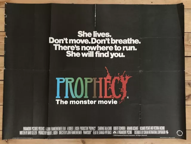 ORIGINAL PROPHECY QUAD FILM Cinema POSTER 1979 - John Frankenheimer