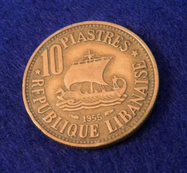 1955 (a) Lebanon 10 Piastre - Great Coin - See Pictures