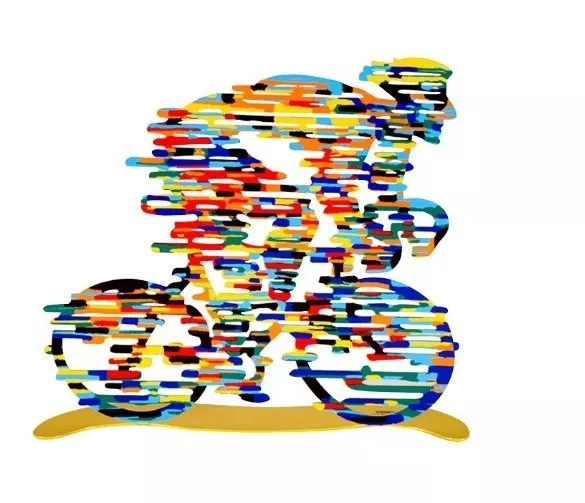 David Gerstein Arte Pop Objeto Armstrong Bicicleta Ciclista Escultura Corte Láser Acero