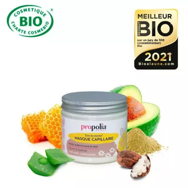 Propolia Masque capillaire bio Karité Huile d'avocat miel 200 ml