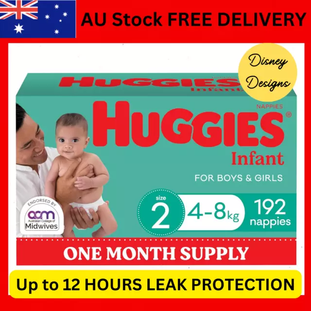 Huggies Infant Nappies Size 2 (4-8Kg) 192 Count - Disney Designs AU Stock