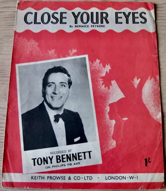 Tony Bennett Fermer Votre Eyes Feuille Musique (1955) Facile Vocal Angleterre