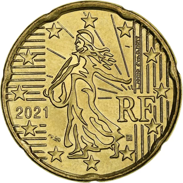 [#1250906] France, 20 Euro Cent, 2021, Paris, SUP, Laiton, KM:1411