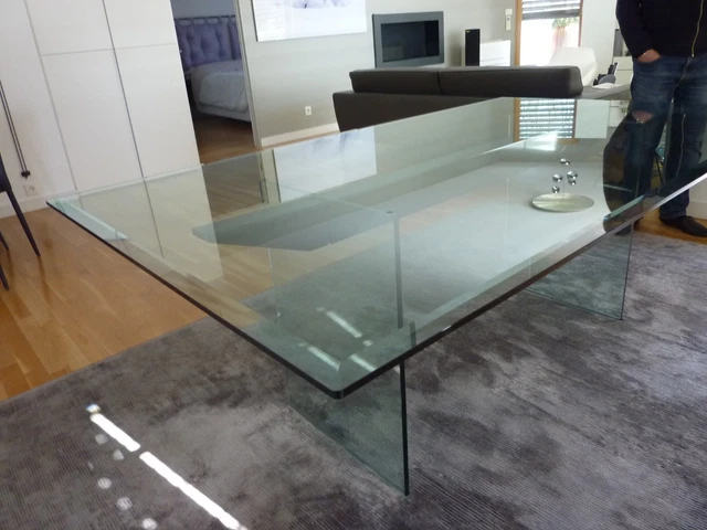 Table à Manger Roche Bobois Modèle Diapo – Verre 220x100 Cm – Contemporain