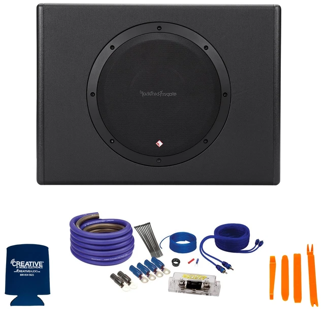 Rockford Fosgate P300-10 Powered Subwoofer with a 8 GA Amplifier Wiring Kit w...