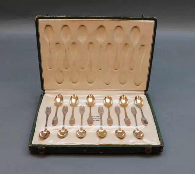 12 Mokkalöffel Zuckerlöffel - Silber - Frankreich um 1900 Artault Moulins - W21