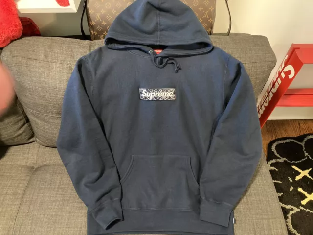 Supreme Bandana Box Logo Hoodie Grey Large 100% Authentic